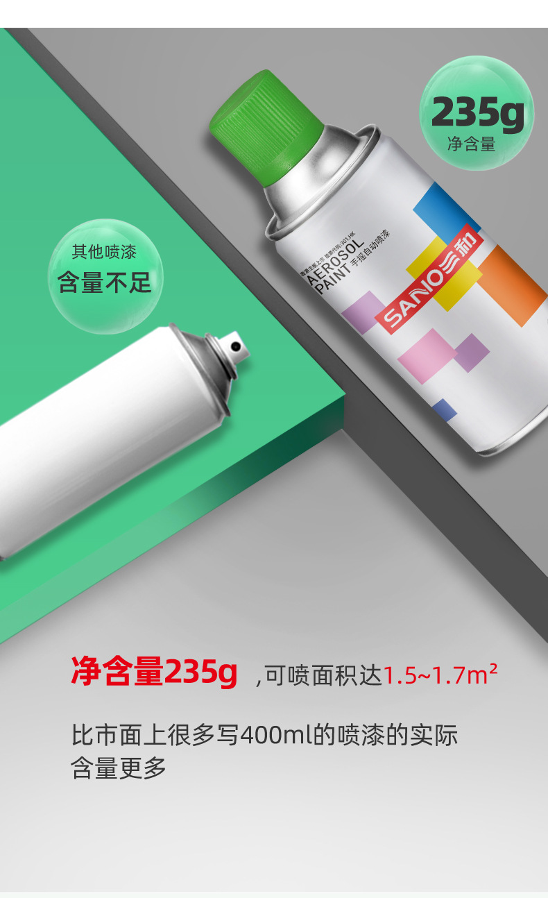 Sanhe Hand Spray Paint for Wood and Wheel Hub Color Change, Car Ral6032 Signal Green Metal Special Anti-Rust Spray Paint