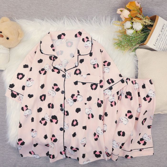 Al por mayor transfronterizo nuevo verano nubes de algodón dibujos animados mangas cortas pantalones cortos pijamas ropa de casa de mujer set ropa de casa de moda