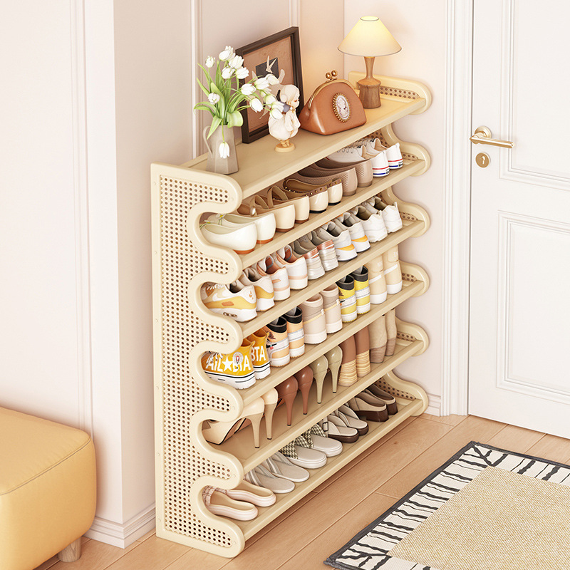 Estante de zapatos doméstico puerta estrecha multicapa simple de vid de plástico pequeño gabinete de zapatos dormitorio almacenamiento de gran capacidad estante de almacenamiento