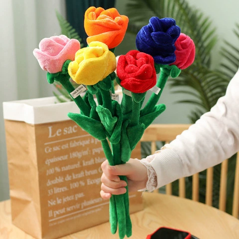 Ткань мультяшный цветок роз плюшевая игрушка макет сцены симулятор домашнего цветка украшения отеля оптом