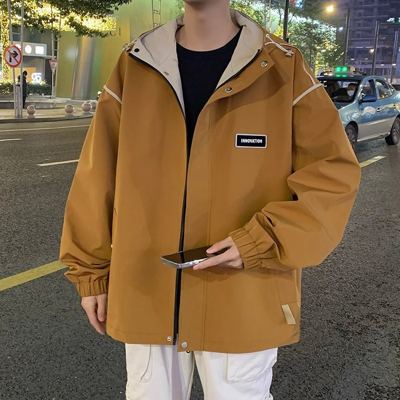 센마 그룹 GENIO LAMODE 충전 재킷 남성 봄과 가을 패션 브랜드 캐주얼 느슨한 작업복 후드 재킷