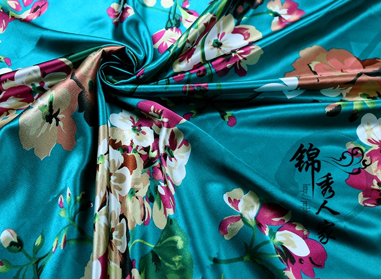 tela de seda impresa de flores tela de seda ropa antigua tela de prenda de ropa china tela de impresión de flores de plantas DIY