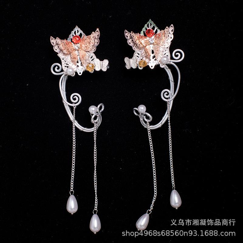 Foreign trade earrings for non-pierced ears, creative handmade ear clips, fairy retro tassel new earrings for women, cross-border ear cuffs