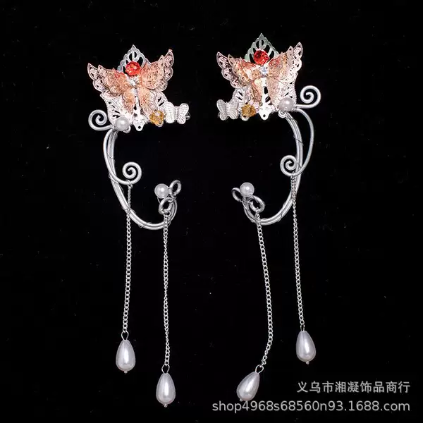 Foreign trade earrings for non-pierced ears, creative handmade ear clips, fairy retro tassel new earrings for women, cross-border ear cuffs