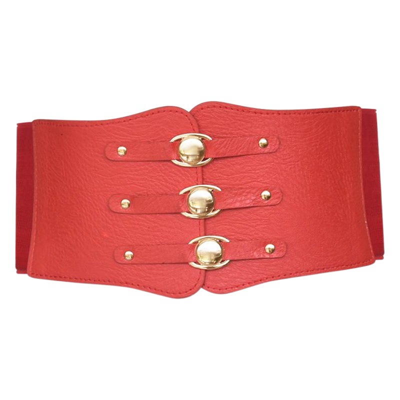 Venta al por mayor de las mujeres europeas y americanas de moda elástico negro extra ancho sello de la cintura falda de las mujeres todo-fósforo cinturón elástico Decoración