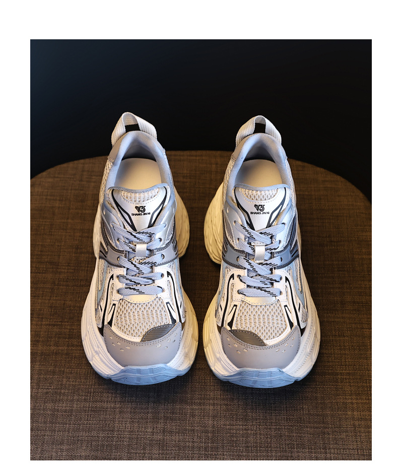 Giày sneaker nữ đế dày chunky lưới thoáng khí tăng chiều cao — màu xanh chi tiết 19