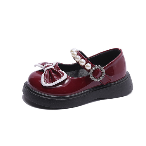 Girls' Leather Shoes Black Leather Shoes British Style Leather Shoes Mary Jane Princess Performance Shoes Spring and Autumn New Super Soft Baby Shoes