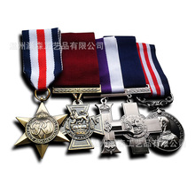 外贸勇气十字架徽章战斗荣誉勋章英式授勋彩带挂牌六芒星浮雕奖牌