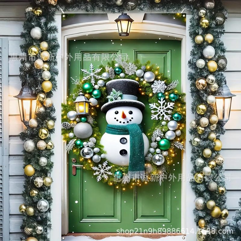 Amazonクロスボーダー新しいクリスマスドアカバーサンタクロースドアカバーホリデーパーティー雰囲気背景布卸売|undefined
