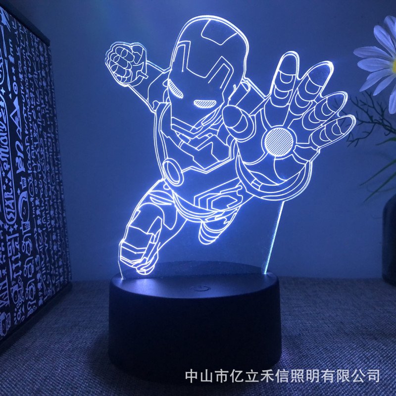 Cross-Border explosion 3D night light Avengers Iron Man Spider-Man series USB colorful remote control gift light Cross-Border explosion 3D night light Avengers Iron Man Spider-Man series USB colorful remote control gift light