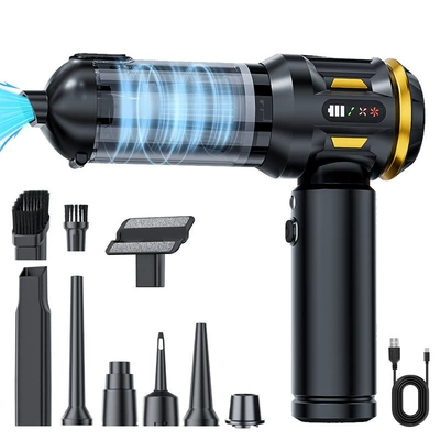 Car Vacuum Cleaner Cross-Border Brushless Digital Display One-Piece Dust Blowing and Suction Integrated Handheld Blowing Cordless Vacuum Cleaner High Power (Tozsoranlar) - 6900a-black-gold-111v16000pa