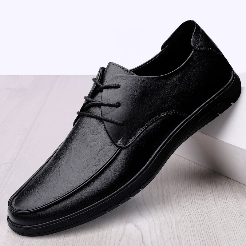5990 Мужская обувь, повседневная кожаная обувь, деловая повседневная обувь для джентльменов, весенние кожаные туфли на плоской подошве с низким верхом на шнуровке