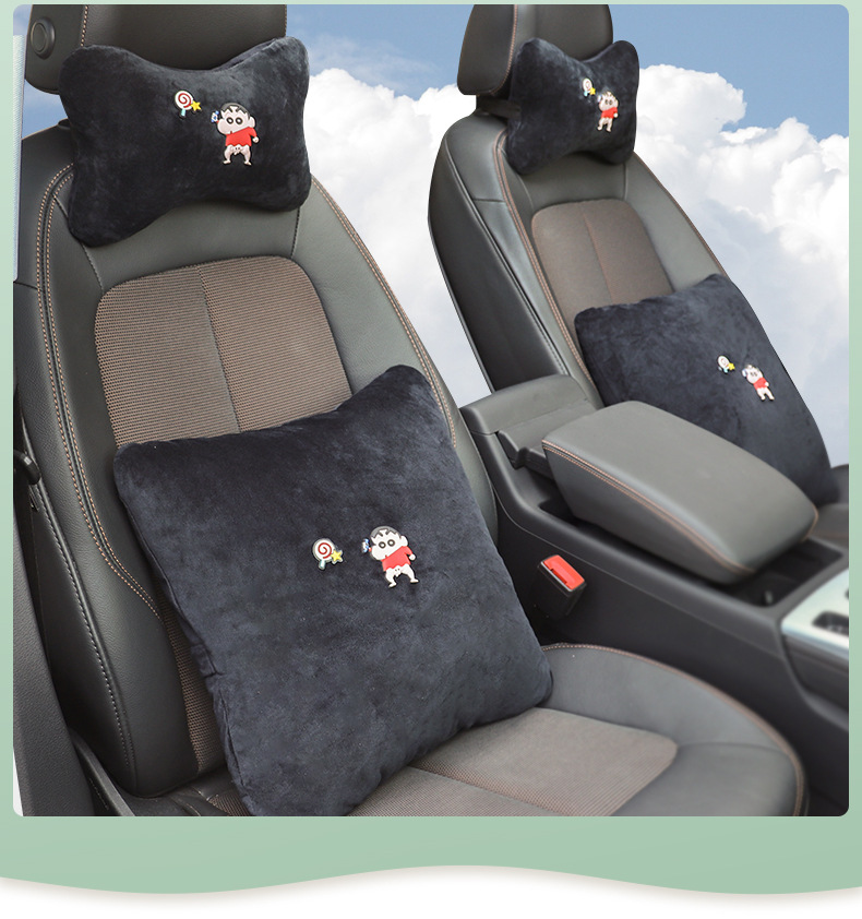 Car Headrest, a Pair of Lumbar Support Pillows, Four-Piece Set, Car Sleeping Essentials, Camellia Seat Car Neck Support Pillow