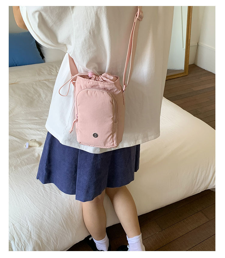 Outdoor portable casual mini single-shoulder bag, simple and versatile drawstring bucket bag, Korean style Instagram niche crossbody women's bag undefined