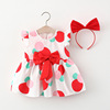 Summer sleevless dress, skirt, children's strawberry sleevless, dress with sleeves, Korean style, 0134 years