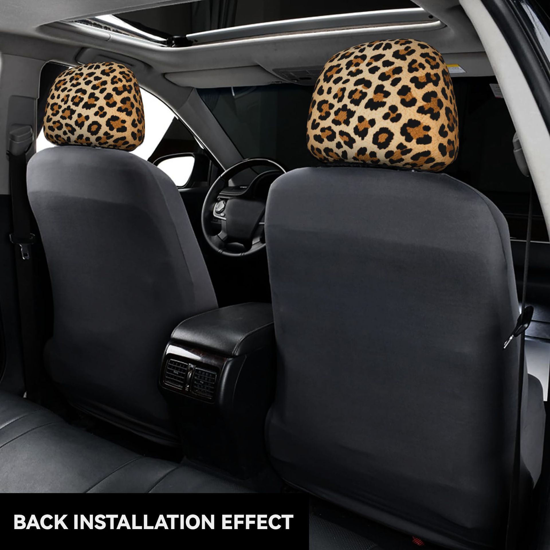 Car Headrest Cover with Cute Leopard Print Style and Personalized Design, Universal Car Pillow Cover, Can Be Labeled and Made to Order with Your Own Image
