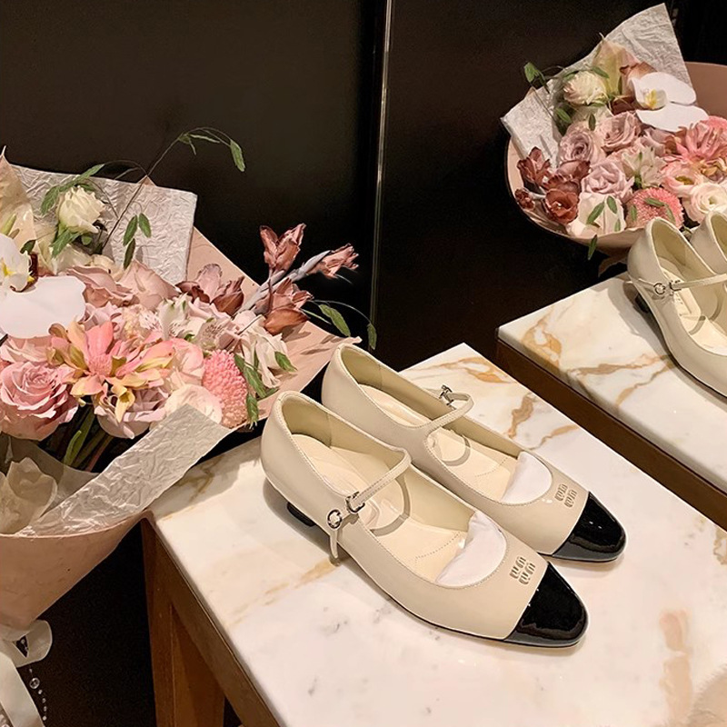 Su Yinyin mismo estilo Windsor Manor ~ un MIU color a juego hebilla tacón alto Mary Jane zapatos de una sola capa zapatos de cercanías de las mujeres