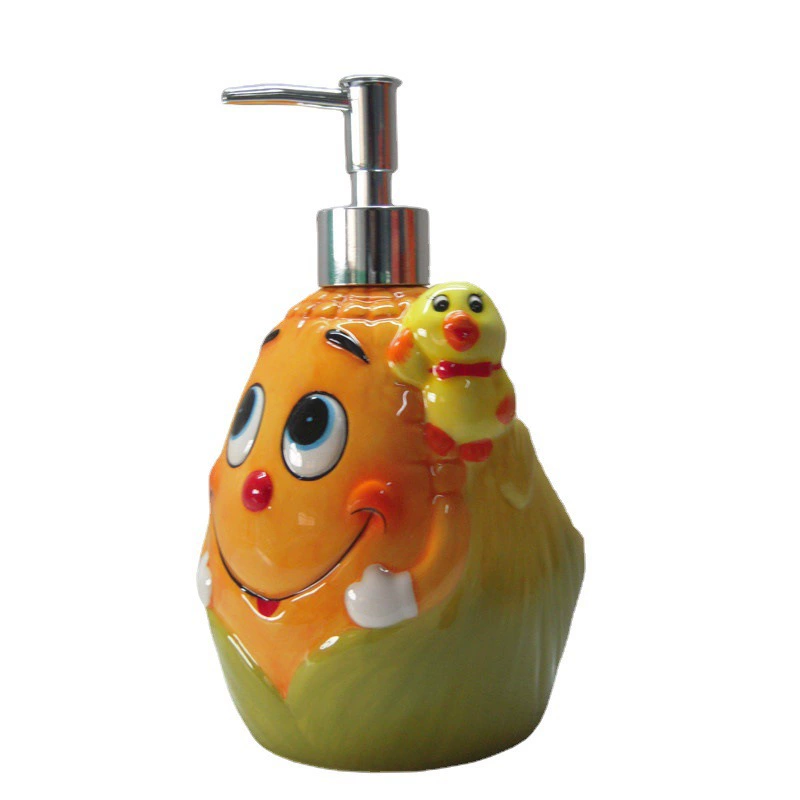 Ceramic fruit shaped washing kit cute cartoon painted kitchen utensils Press the head to design the washing kit