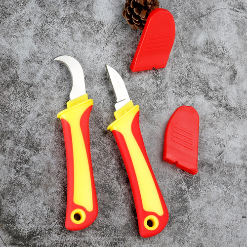 Multifunctional Insulated Electric Knife Curved Blade Straight Blade Plastic Handle Electric Knife Cable Stripping Wire Knife Cable Cutting Tool