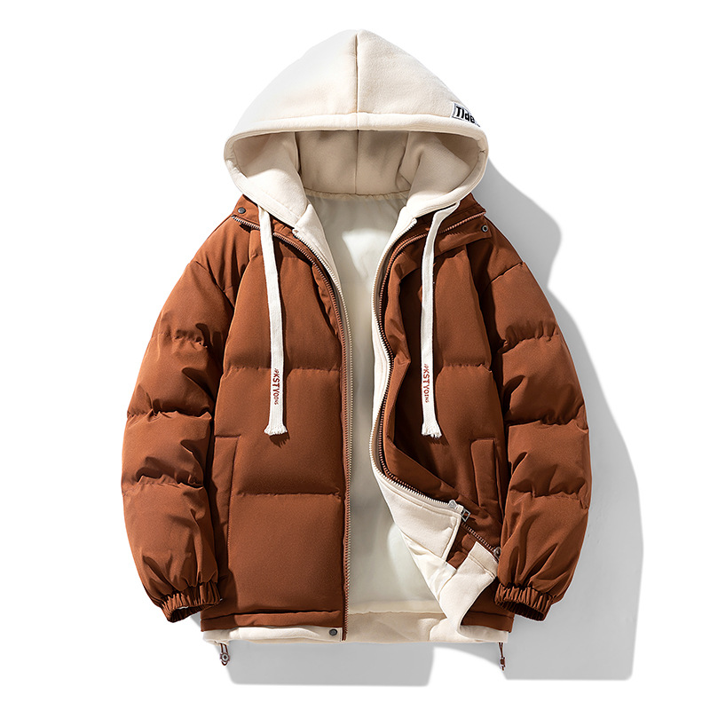 Abrigo de Invierno de Algodón de Dos Piezas para Hombre, Chaqueta de Algodón Holgada para Parejas, Chaqueta de Algodón Gruesa con Capucha de Color Sólido, Ropa Exterior de Algodón, Chaqueta Acolchada.