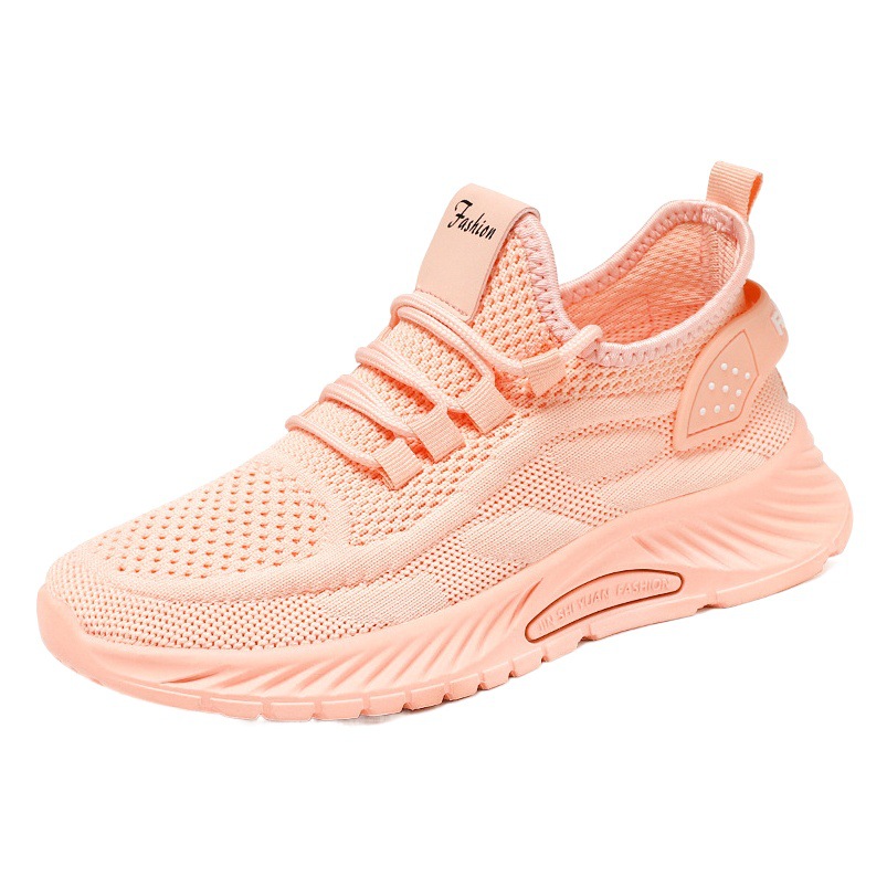 Zapatos de mujer, calzado deportivo de una pieza para mujer, estilo primavera, zapatillas de running de suela blanda con tejido Flyknit, zapatos de malla transpirable, calzado de boca baja.