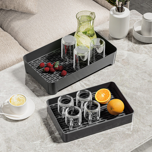 Yimijia tea tray tea set cup holder food tray living room kitchen storage tray fruit double layer drain tray