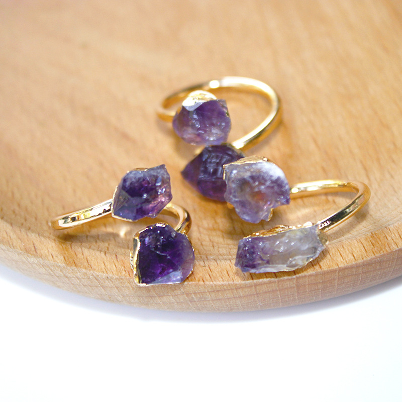 Fashion Irregular Copper Irregular Gold Plated Inlay Crystal Open Ring 1 Piece