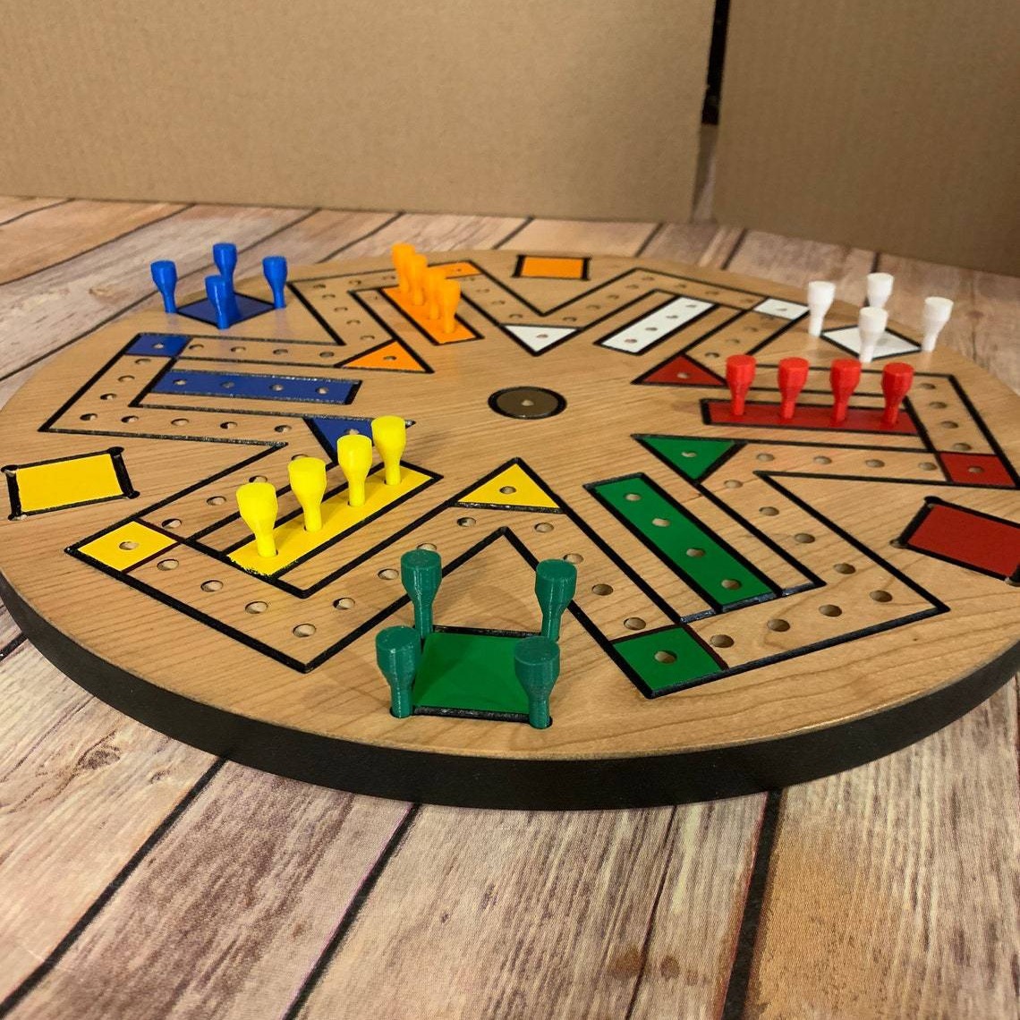 Juego de pista rápida carril rápido juego de mesa de madera Ludo madera partido juego apoyos