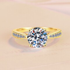 莫桑石指輪s925純銀メッキ18k戒子四爪2カラット高級結婚指輪メーカー卸売りクロスボーダー直供