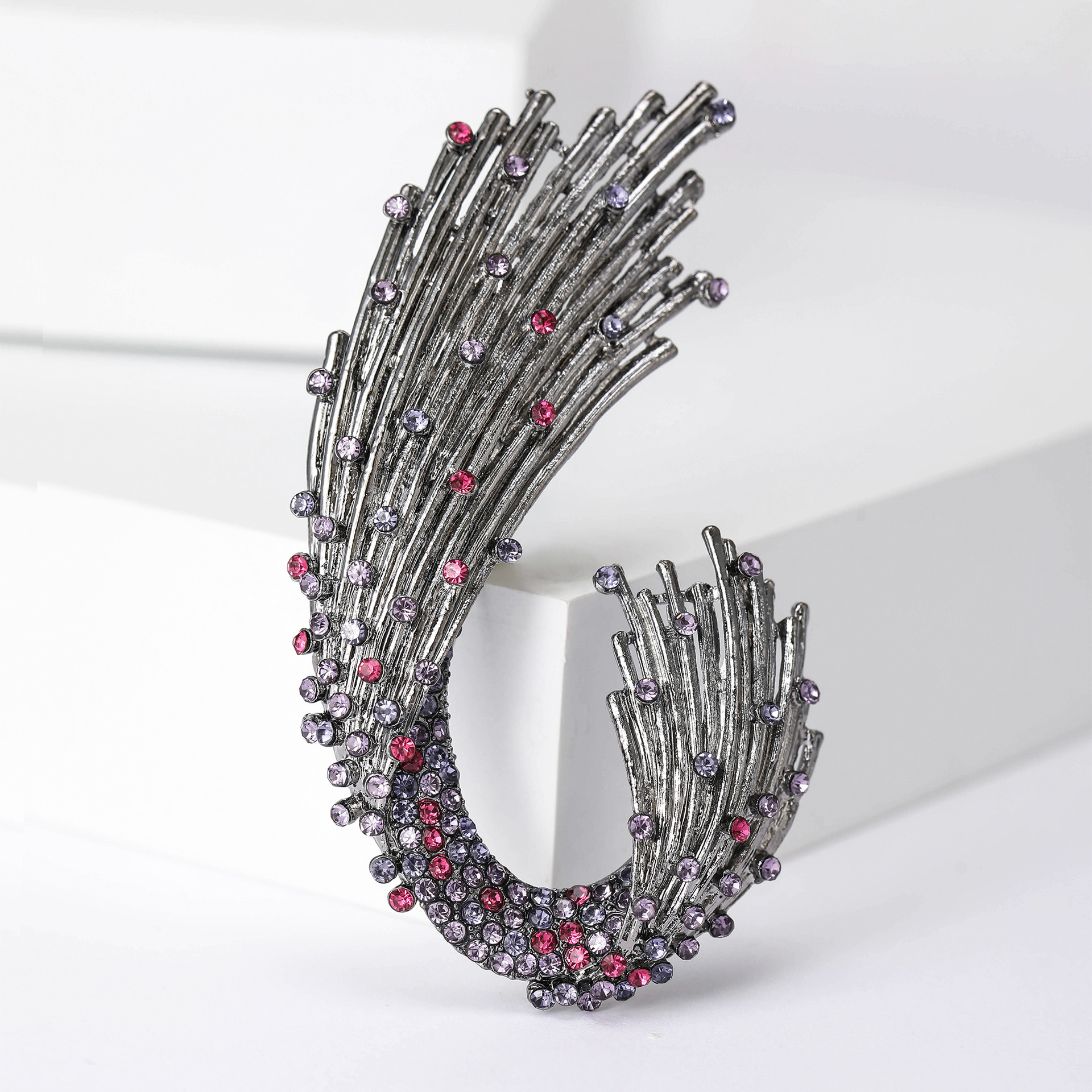 Exquisite Retro Metall Strass Welle Brosche Für Damen Schal Mantel_voghion.com