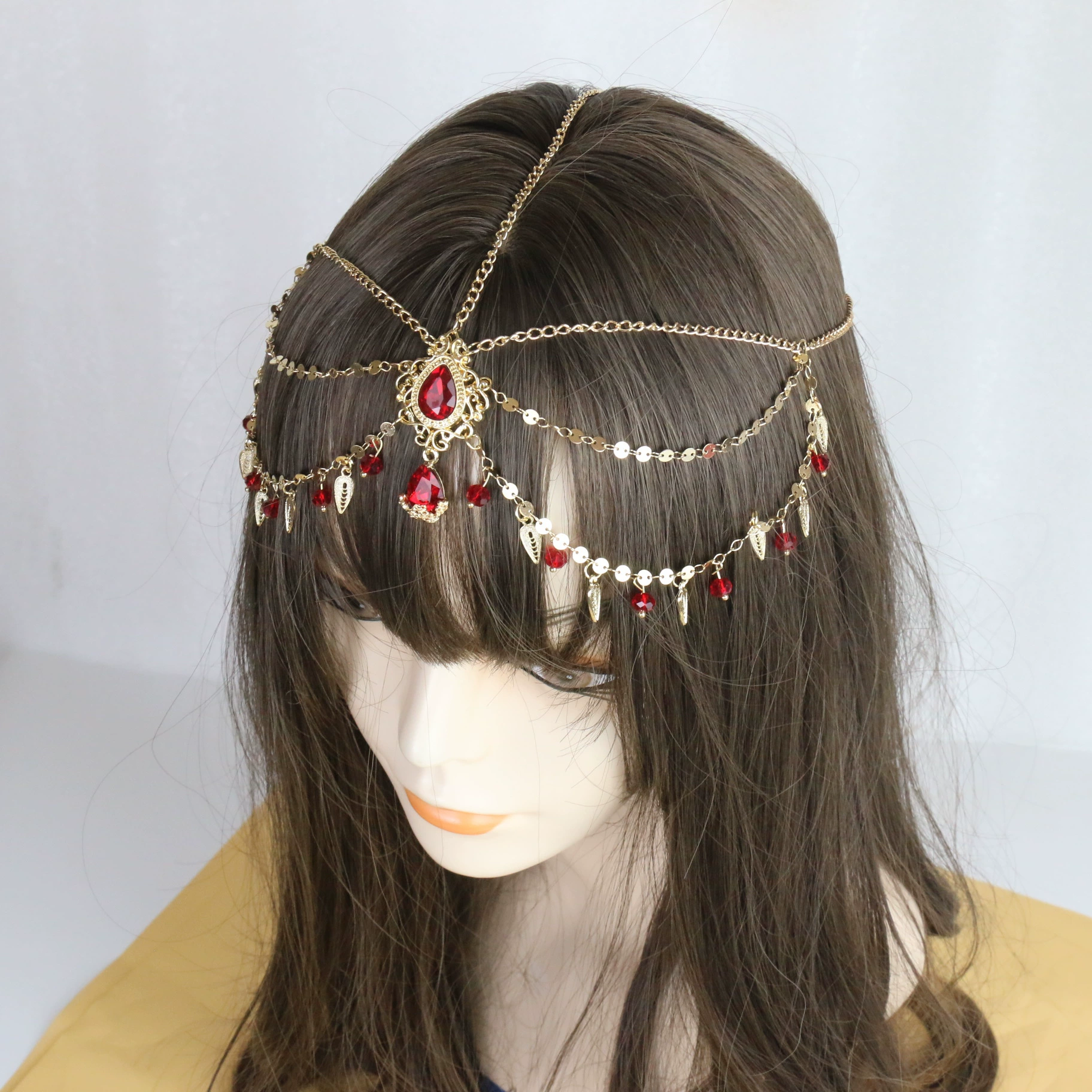 Экзотические аксессуары для волос с каплями Красной воды, женские антикварные ханьфу, дорожная съемка, западные танцы, лист, ретро, головные уборы с кисточками