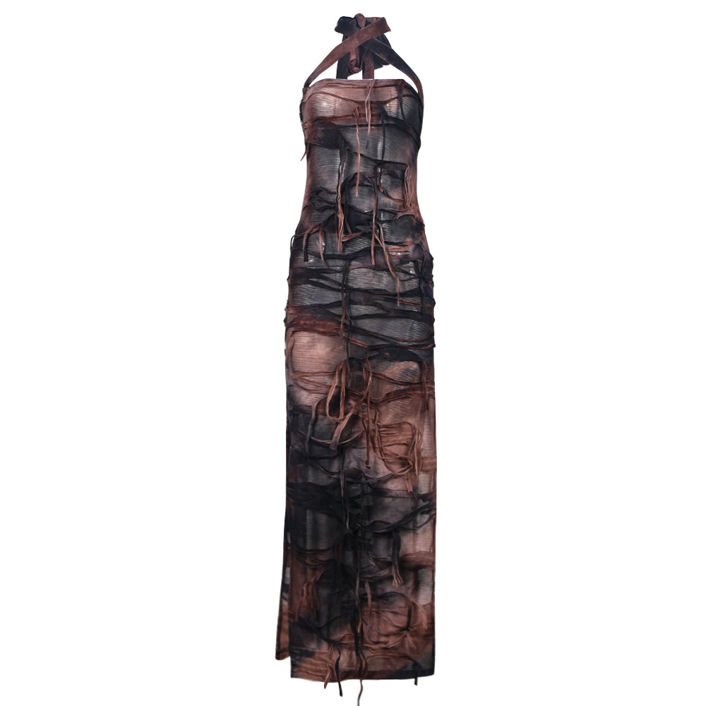 Women's Sheath Dress Streetwear Collarless Backless Sleeveless Abstract Midi Dress Daily Beach display picture 7