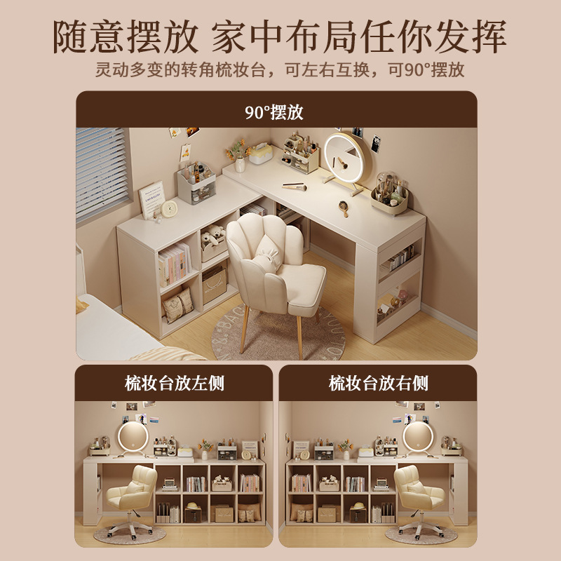 Escritorio de computadora esquina estantería para el hogar escritorio integrado dormitorio de niñas escritorio de aprendizaje en forma de L mesa de cola retráctil