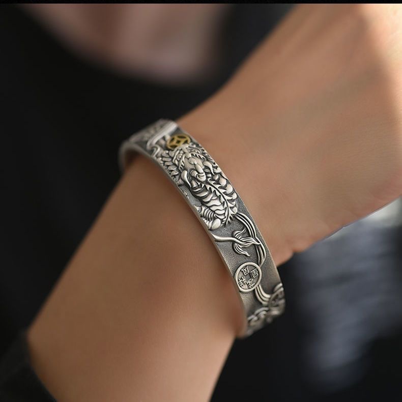 Chncui Nw Attracting Walth Pixiu Mal Prsonality Dominant Dragon and Phonix Auspicious Elphant Opn Braclt_voghion.com