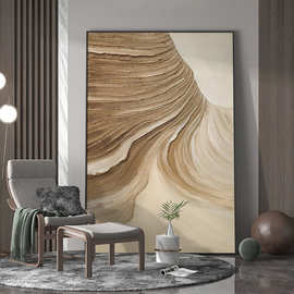 抽象现代客厅玄关装饰画流沙黄河涌入油画感单幅背景墙壁竖版挂画