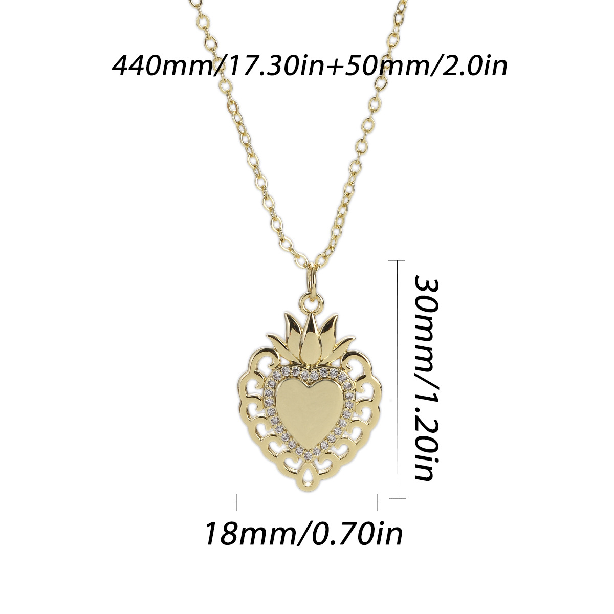 17g Weight Pendant, Chain Jewelry Making Type Copper Chain Material 1 Piece Quantity Holiday, Street Occasion Copper Material Heart Shape Pattern Unisex Gender Plating Design Retro, Simple Style Style 1 Piece Copper Heart Shape Pendant Chain 4