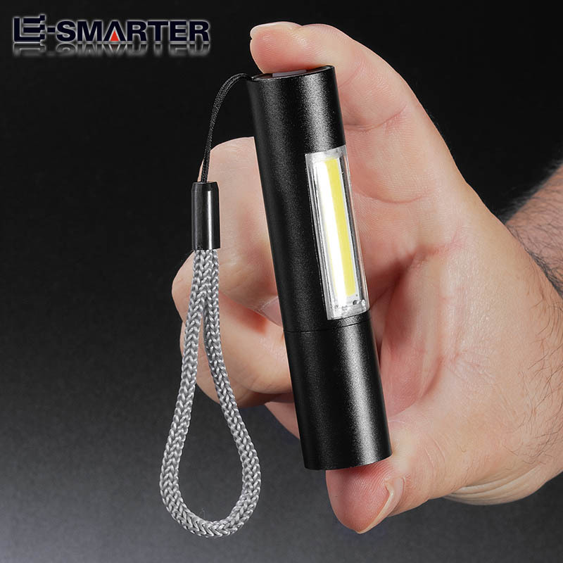 Explosión transfronteriza simple mini linterna de aluminio telescópico zoom COB portátil de larga duración pequeña linterna