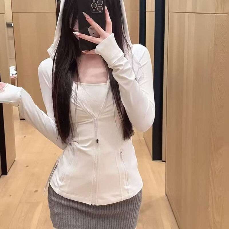 Lulu In-Stock Original Influencer Yoga Top Fitness Long-Sleeve Running Sports Hooded Jacket Style
