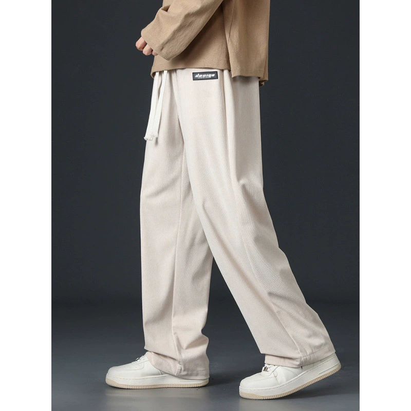 Мужские вельветовые осенние демисезонные спортивные брюки для отдыха, свободный прямой крой, оверсайз