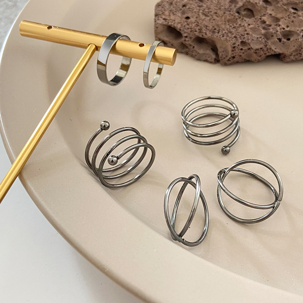 European And American Fashion Retro New Geometric Circle Round Joint Ring 6-piece Set display picture 6