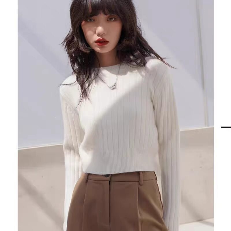 Autumn and winter exclusive short wool knit sweater for petite women, slim-fit, soft and versatile, base layer sweater manufacturer Autumn and winter exclusive short wool knit sweater for petite women, slim-fit, soft and versatile, base layer sweater manufacturer