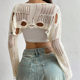 Spring and Summer 2025 New Products Amazon Europe and America Cross-border Hollow Hole Knitted Blouse Short Sweater