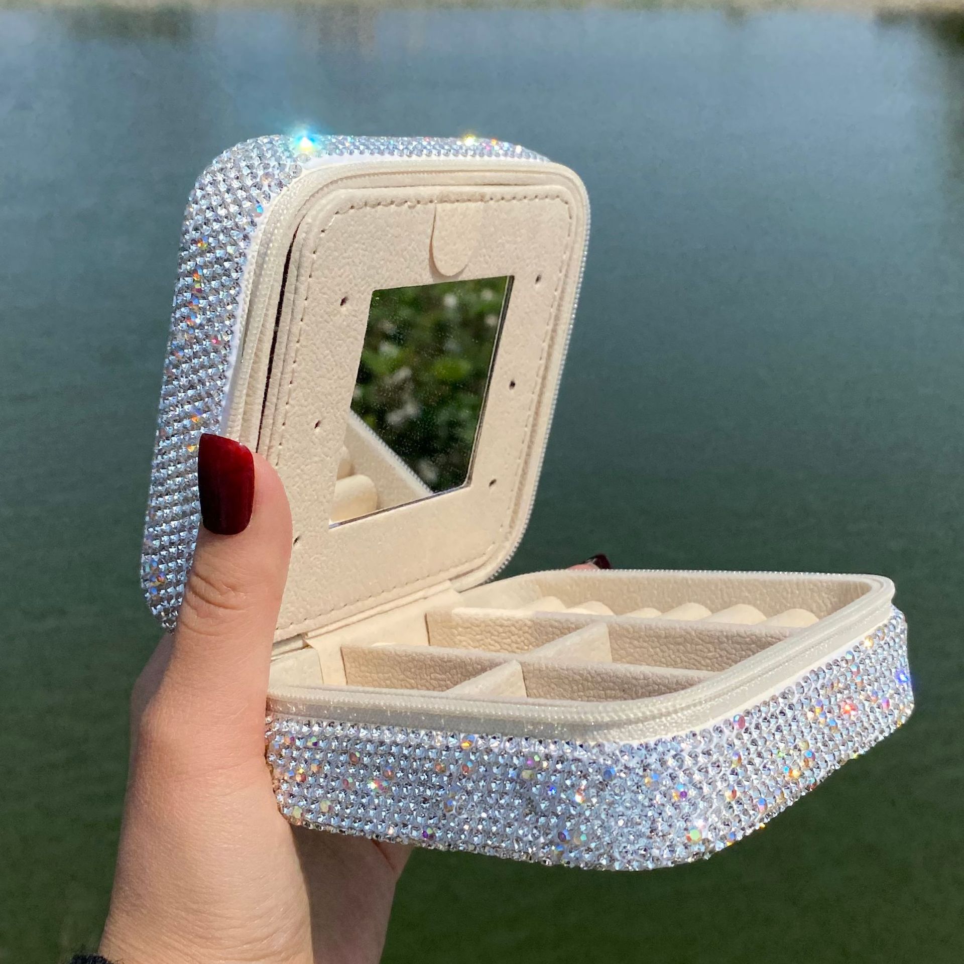253g Weight Jewelry Boxes Classification Leather Material Glittery, Solid Color Pattern Leather Glittery Solid Color Jewelry Boxes 7