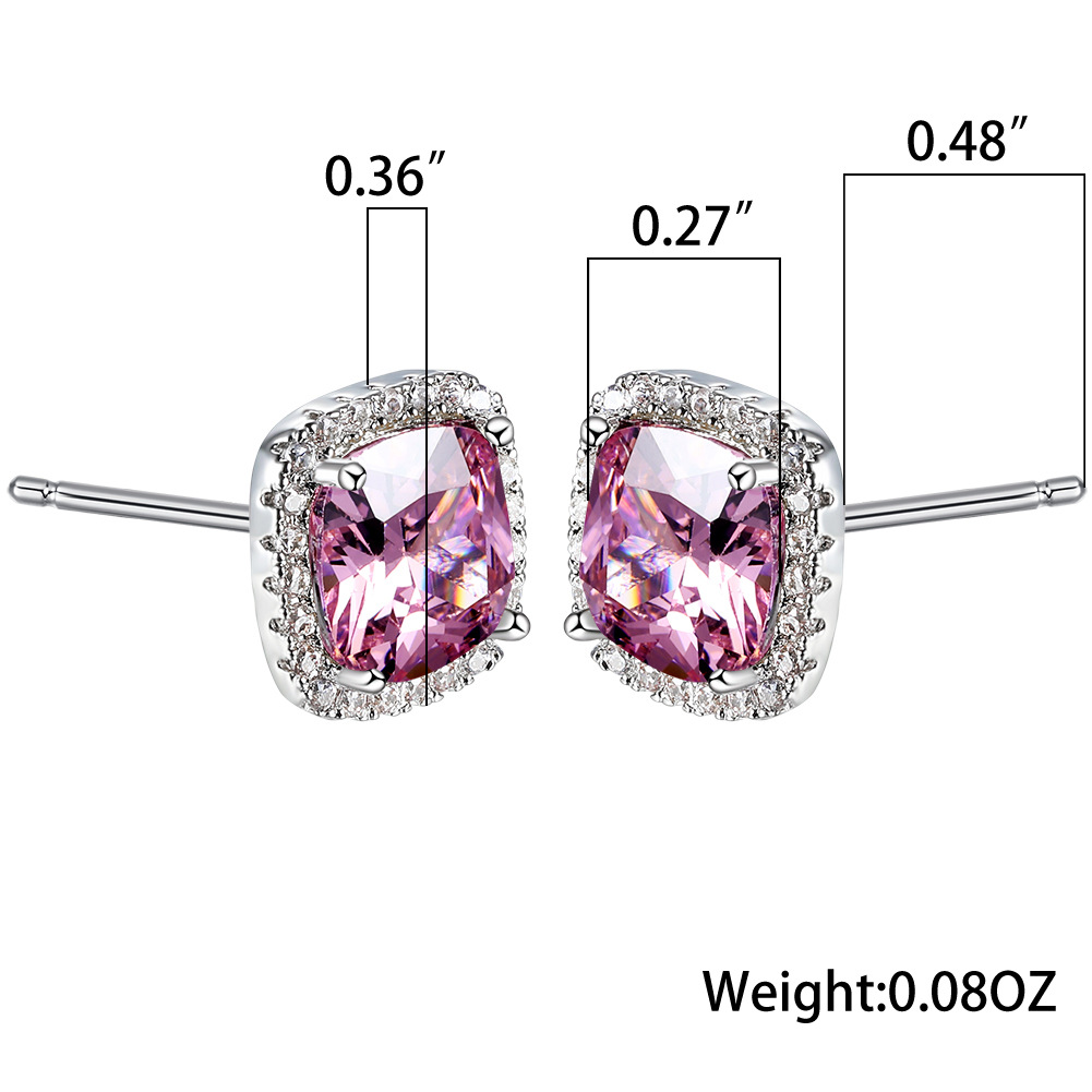 Fashion Geometric Copper Inlay Zircon Ear Studs 1 Pair