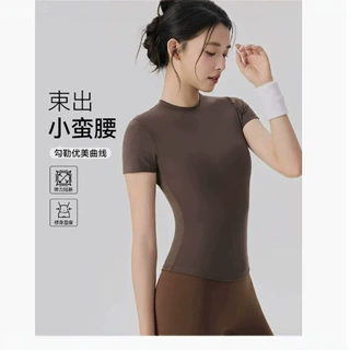 春夏季瑜伽服短袖健身运动短袖外穿上衣罩衫户外跑步速干衣女