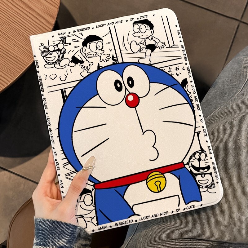 Doraemon book-style iPad protective case suitable for iPad 9/10/11, full cover for air7/6 13