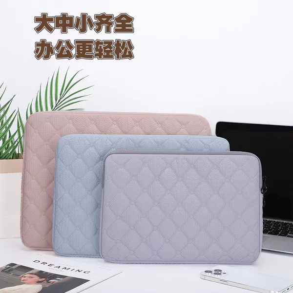 Korean-Style Diamond-Pattern Embroidered iPad Inner Sleeve with Cotton Padding 14inch Shockproof Laptop Bag Lightweight Business Protective Case