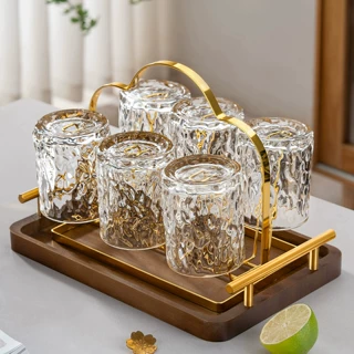 玻璃杯子洋酒杯喝水杯日式冰川杯威士忌酒杯啤酒杯家用高颜值轻奢