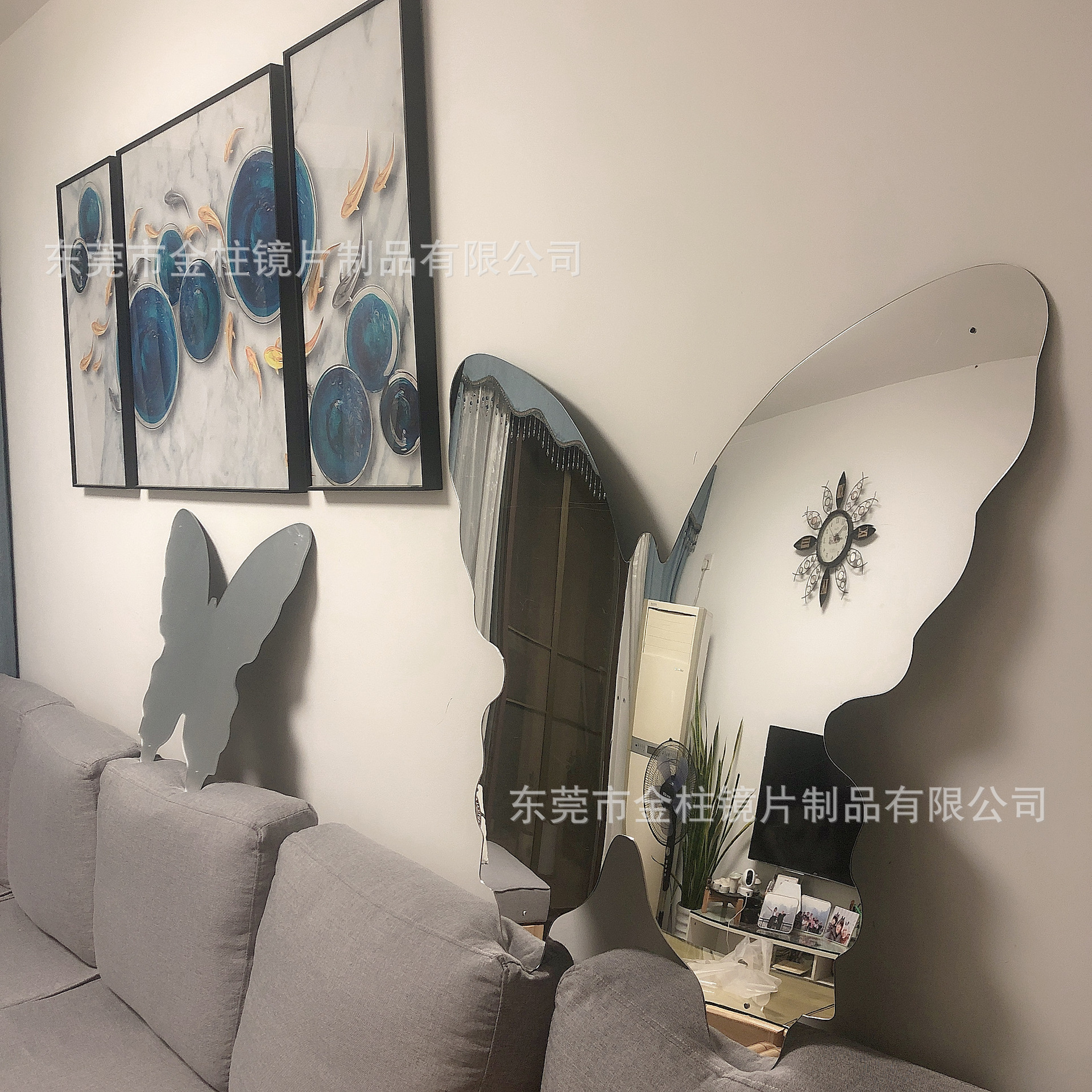 3D亚克力蝴蝶镜100cm大型客厅立体墙贴房间卧室寝室墙面装饰镜面