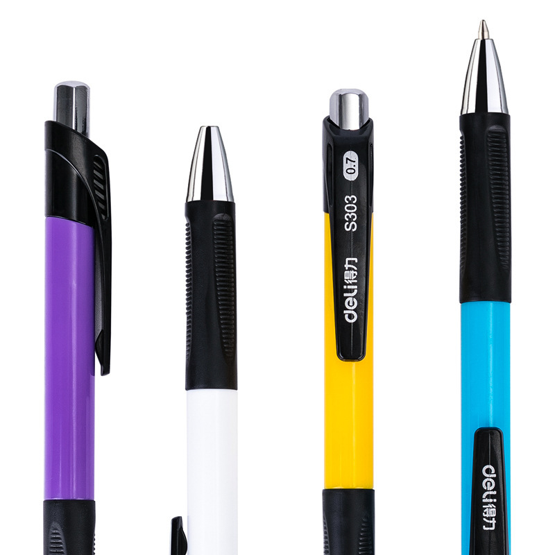 Deli S303 bolígrafo azul pluma de oficina de recarga 0,7mm prensa bolígrafo pluma suministros de oficina